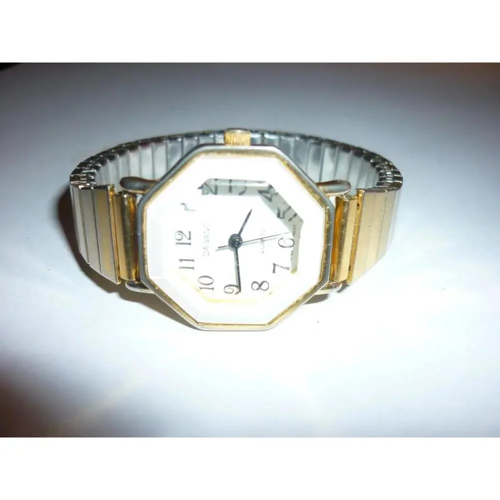 Da Vinci Quartz Watch Octagon Gold Tone Case Japan‎ Movement Expansion Band